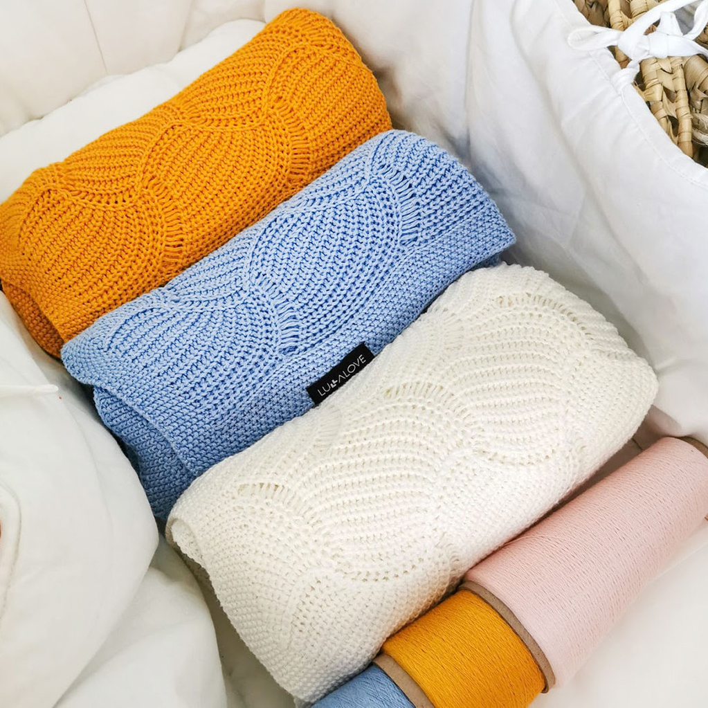 Lullalove, Kocyk muszelka - całoroczny, błękit