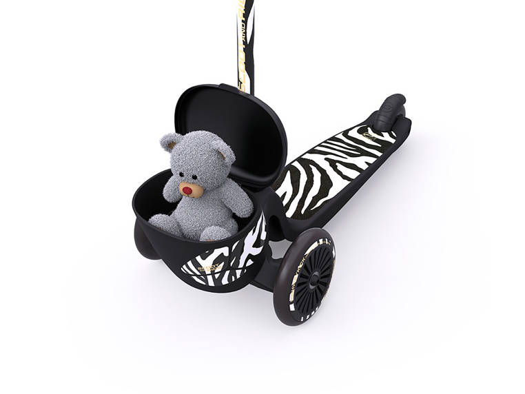 Scootandride, Highwaykick 2 Lifestyle Hulajnoga trójkołowa balansowa z zamykanym schowkiem 2+ Zebra Scootandride, Highwaykick 2 Lifestyle Hulajnoga trójkołowa balansowa z zamykanym schowkiem 2+ Zebra