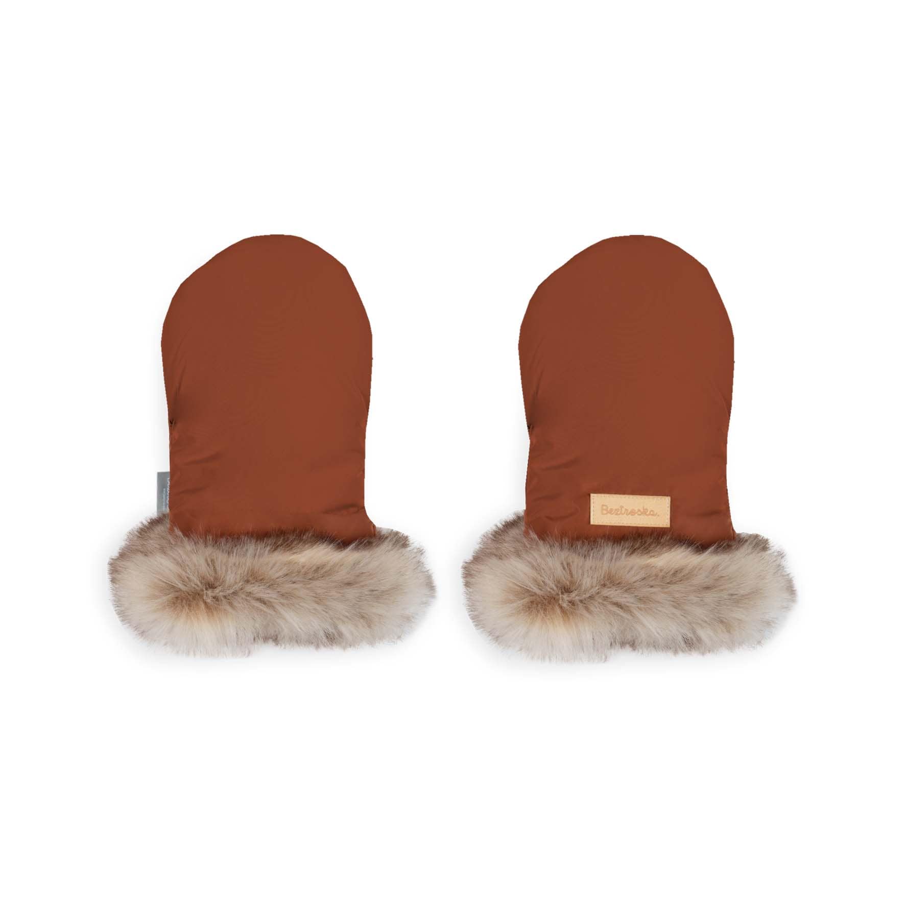 Beztroska, Rękawice do wózka z futerkiem - cynamonowe