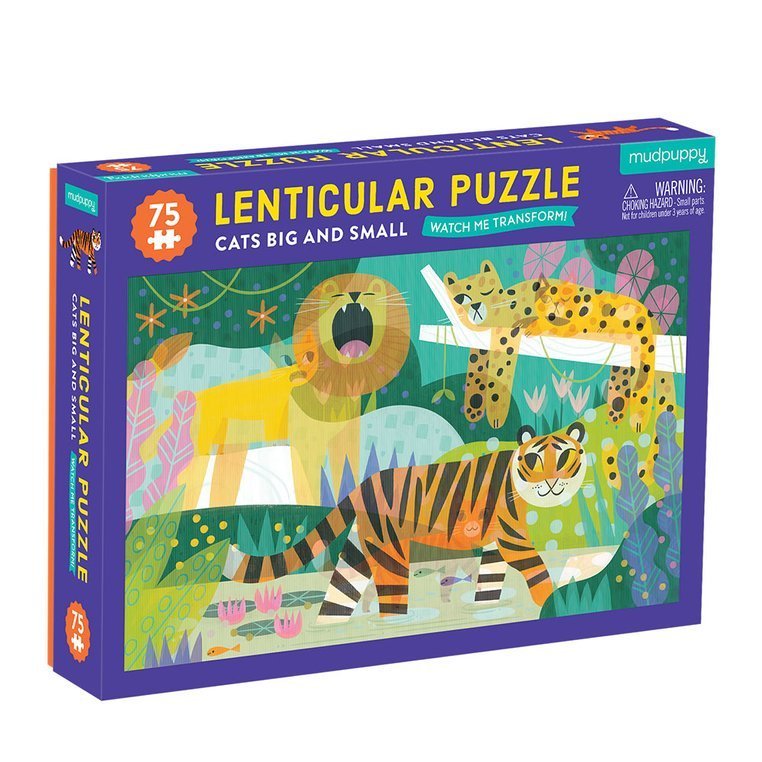 Mudpuppy, Puzzle soczewkowe z ruchomym obrazkiem 3D Duże i małe koty 75 elementów 5+ Mudpuppy, Puzzle soczewkowe z ruchomym obrazkiem 3D Duże i małe koty 75 elementów 5+