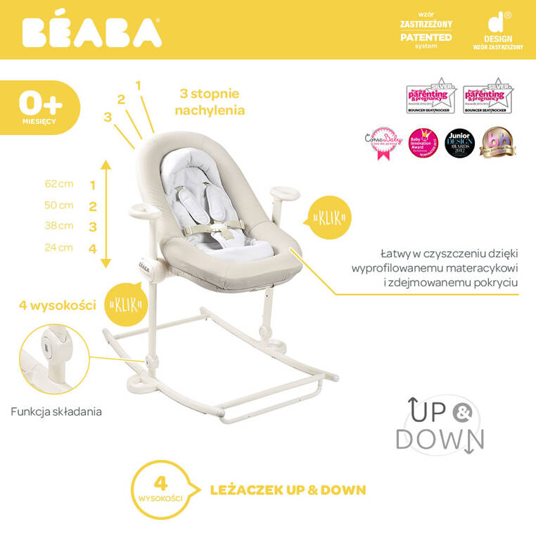 Beaba, Leżaczek Bouncer Up&Down Plus Beaba, Leżaczek Bouncer Up&Down Plus