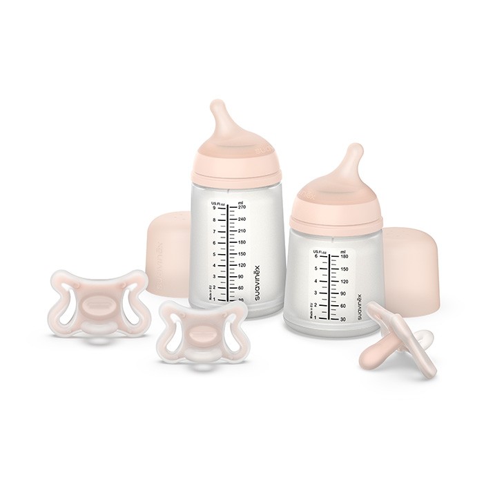 Suavinex, Zestaw startowy Zero - Butelka 180ml regulowany przepływ + smoczek -2-2M Suavinex, Zestaw startowy Zero - Butelka 180ml regulowany przepływ + smoczek -2-2M