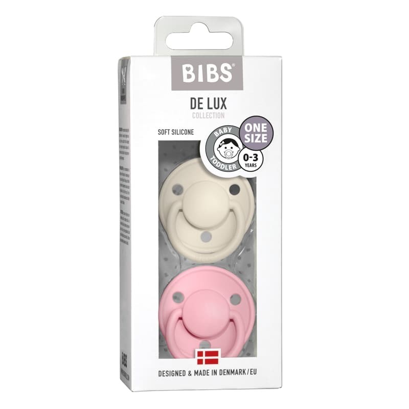 Bibs, De Lux One Size 2- Pack Ivory & Baby Pink Smoczek uspokajający silikonowy
