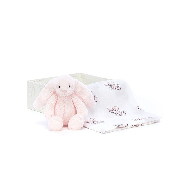 Jellycat, Zestaw Królik różowy z pieluszką 18cm Jellycat, Zestaw Królik różowy z pieluszką 18cm