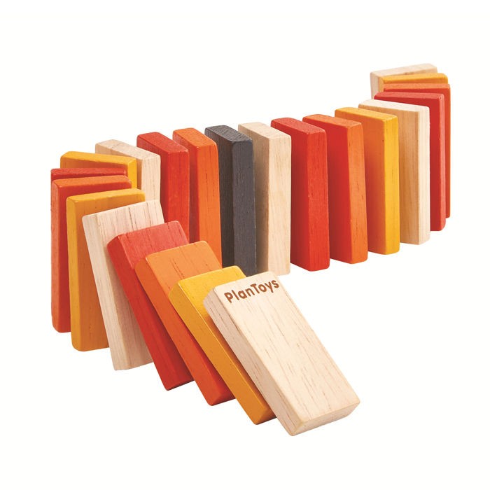 Plan Toys, Mini Domino w Metalowym pudełku - Wyścig klocków Plan Toys, Mini Domino w Metalowym pudełku - Wyścig klocków