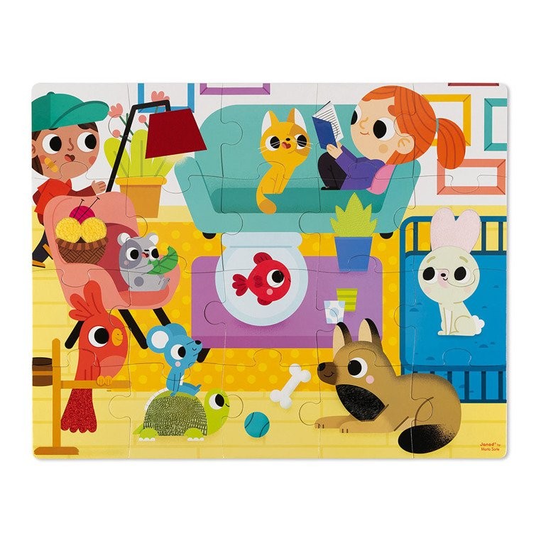 Janod, Puzzle sensoryczne 20 elementów Zwierzęta domowe Janod, Puzzle sensoryczne 20 elementów Zwierzęta domowe