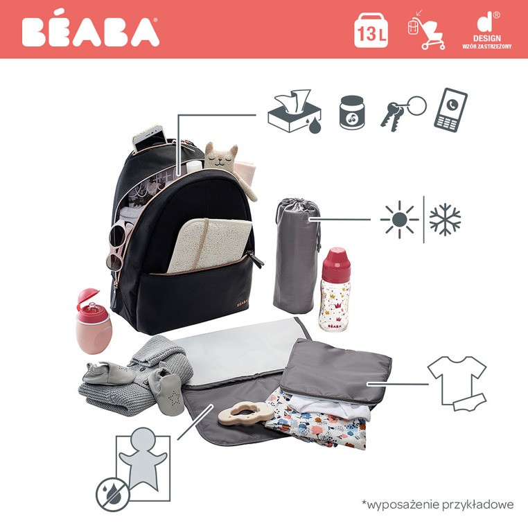 Beaba, Plecak dla mamy San Francisco black/pink gold Beaba, Plecak dla mamy San Francisco black/pink gold