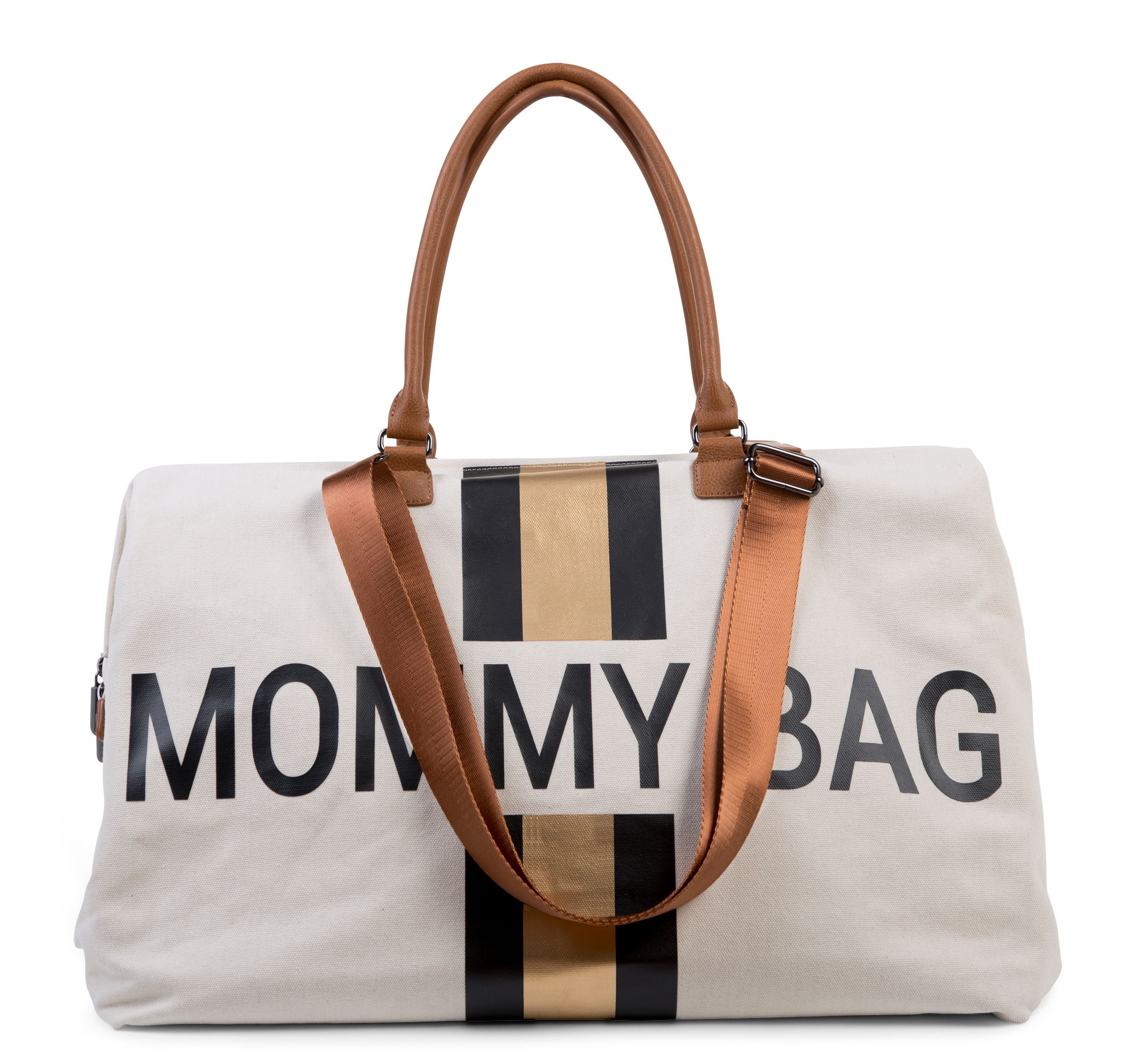 Childhome, Torba Mommy Bag beżowa paski czarno-złote Childhome, Torba Mommy Bag beżowa paski czarno-złote