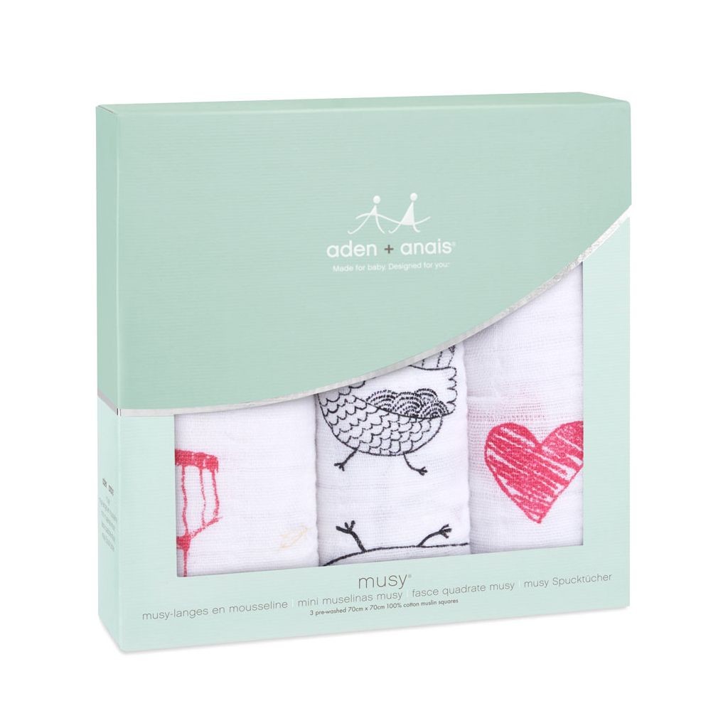 Aden & Anais, Pieluszka muślinowa musy lovebird 3 szt