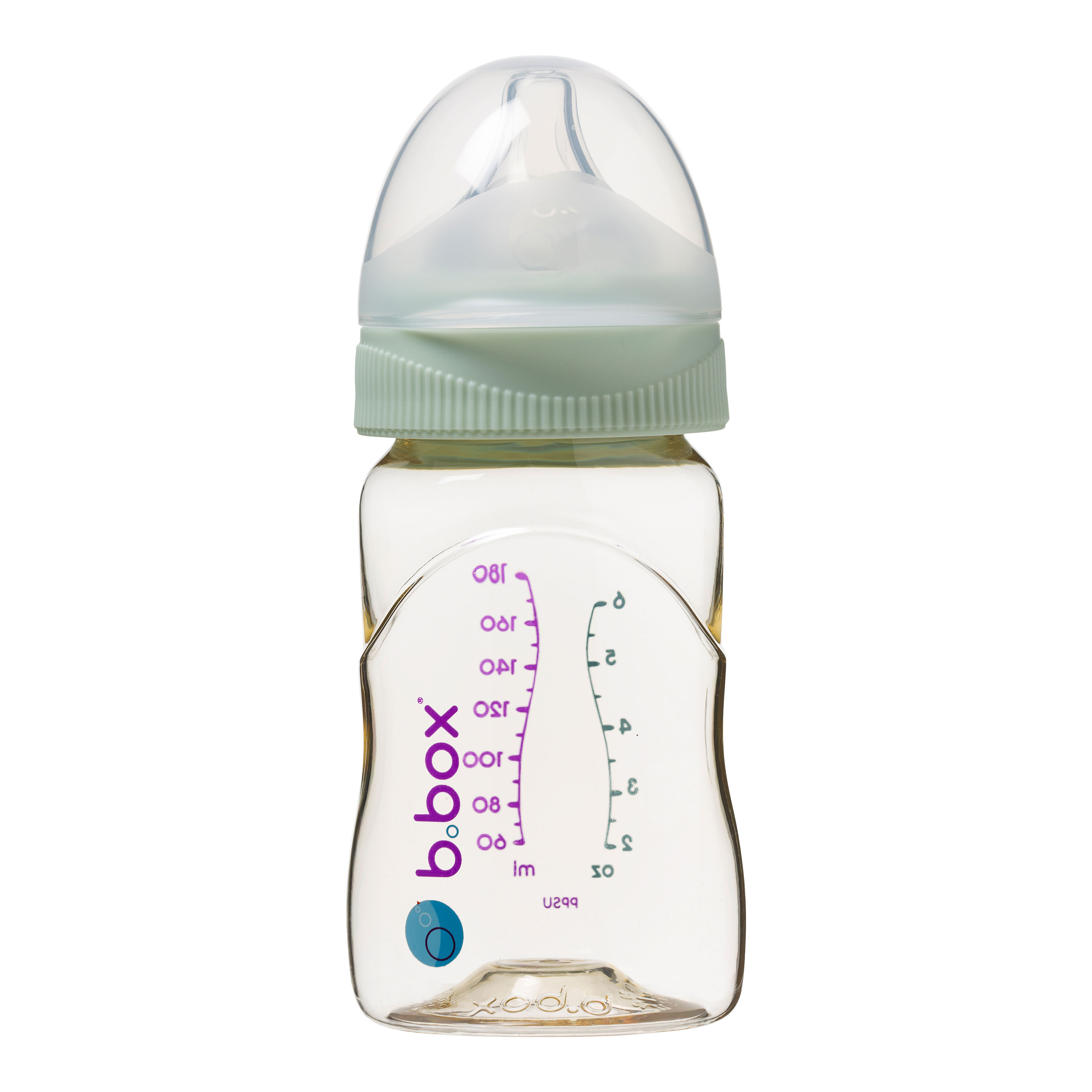 B.Box, Butelka ze smoczkiem do karmienia niemowląt wykonana z PPSU 180ml - Sage B.Box, Butelka ze smoczkiem do karmienia niemowląt wykonana z PPSU 180ml - Sage