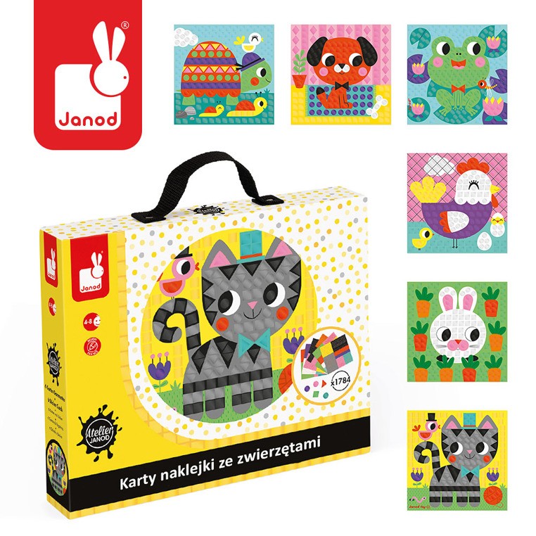 Janod, Zestaw artystyczny Karty z naklejkami Zwierzęta