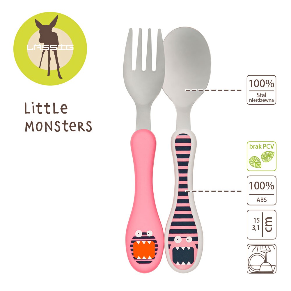Lassig, Sztućce Little Monster koral Lassig, Sztućce Little Monster koral