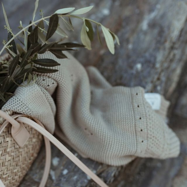 My Memi, Kocyk z bawełny organicznej 80x100 - light grey