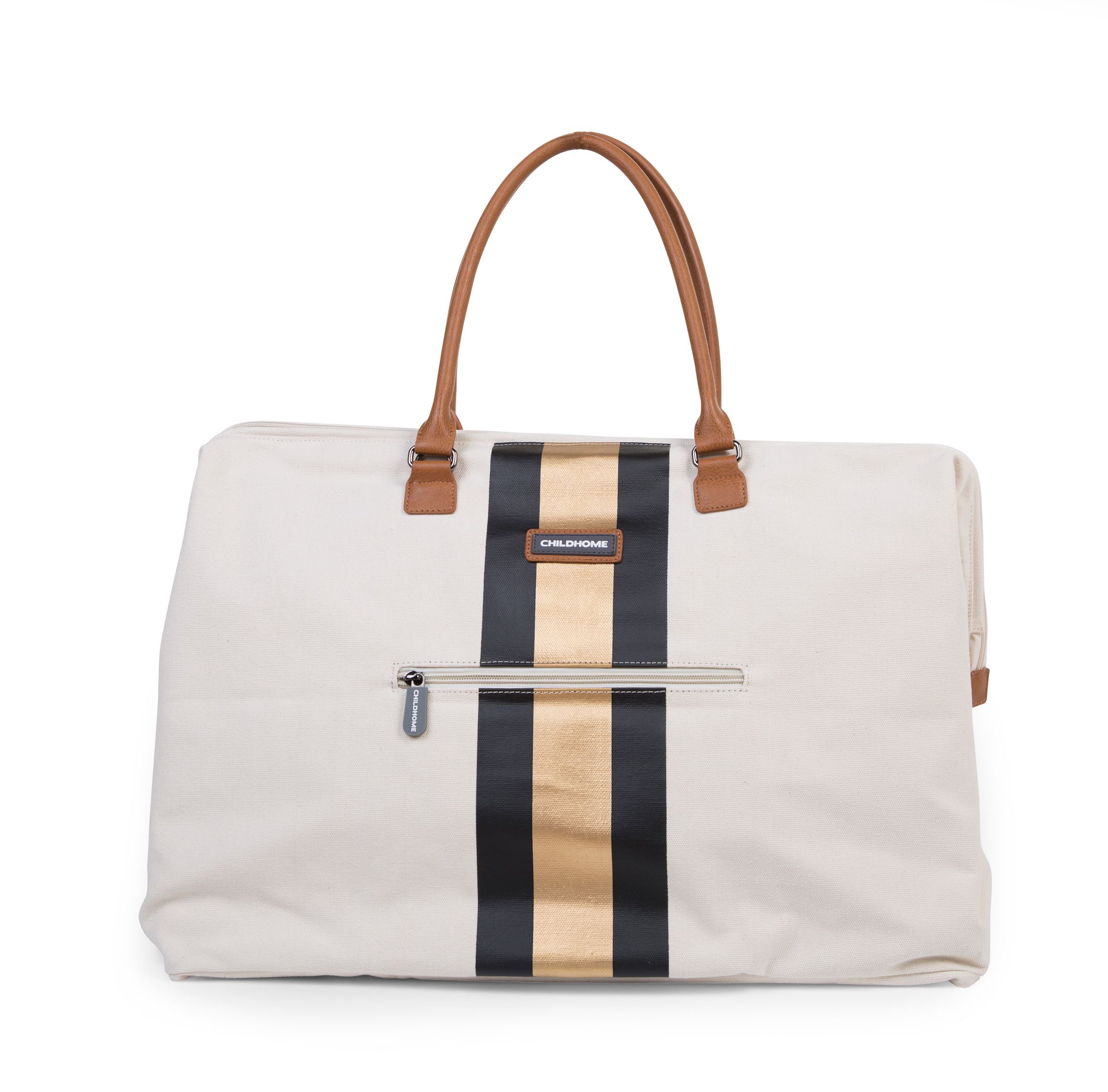 Childhome, Torba Mommy Bag beżowa paski czarno-złote Childhome, Torba Mommy Bag beżowa paski czarno-złote