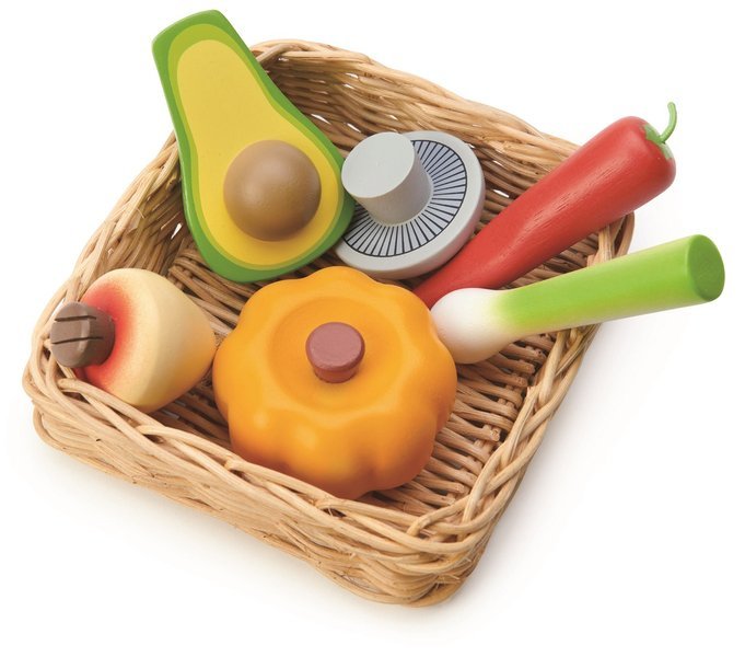 Tender Leaf Toys, Wiklinowy koszyk z warzywami Tender Leaf Toys, Wiklinowy koszyk z warzywami