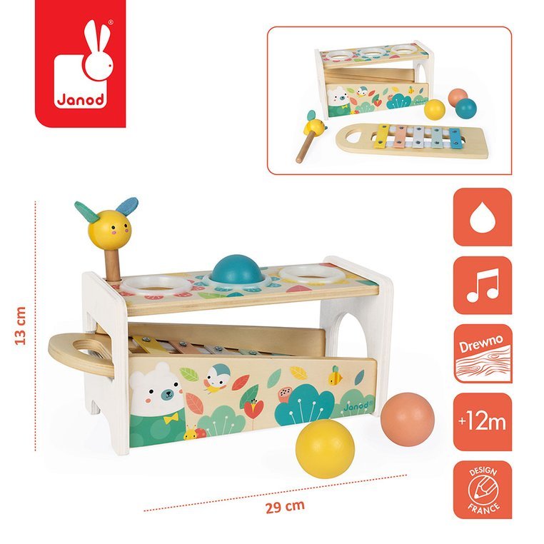 Janod, Drewniane cymbałki z kulodromem Pure