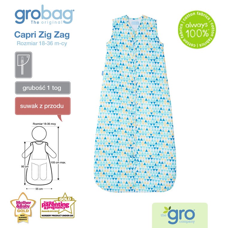Gro Company, Śpiworek Capri Zig Zag - Travel 1 tog 18-36 m-cy Gro Company, Śpiworek Capri Zig Zag - Travel 1 tog 18-36 m-cy