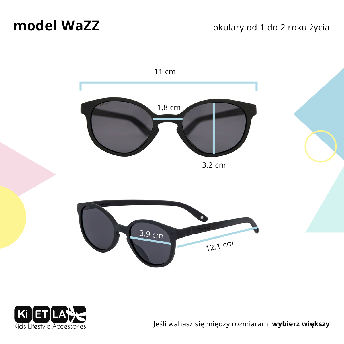 KiETLA, okulary przeciwsłoneczne WAZZ1-2 lata SKY KiETLA, okulary przeciwsłoneczne WAZZ1-2 lata SKY