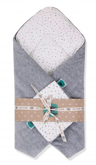 Rożek niemowlęcy 3 w 1 z pieluszką muślinową DOTS WHITE