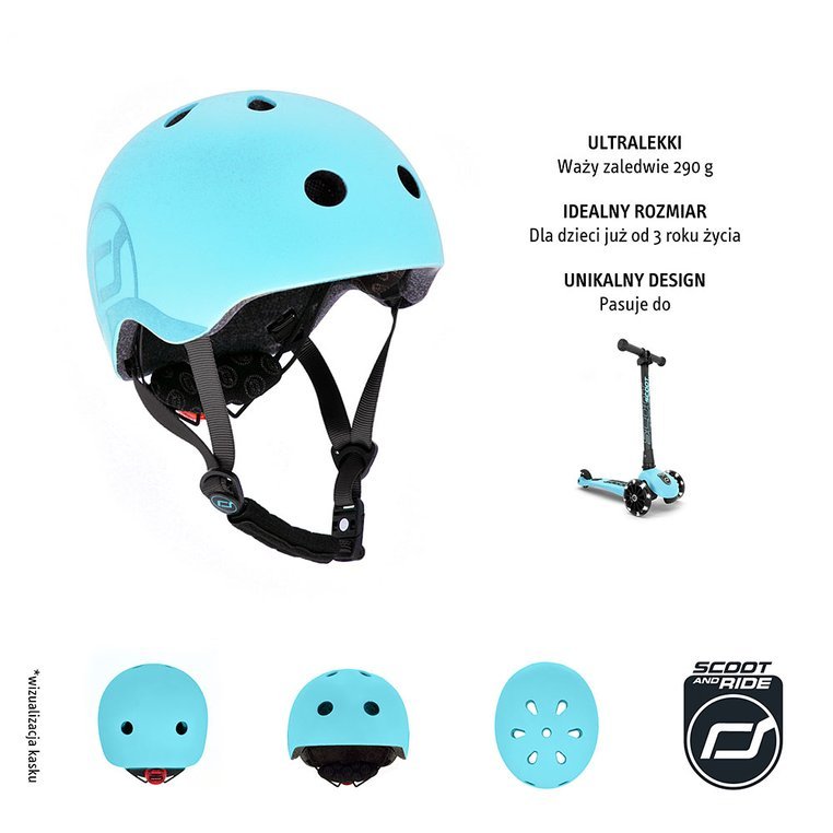Scootandride, Kask S-M dla dzieci 3+ Blueberry kolekcja Icecream 2020