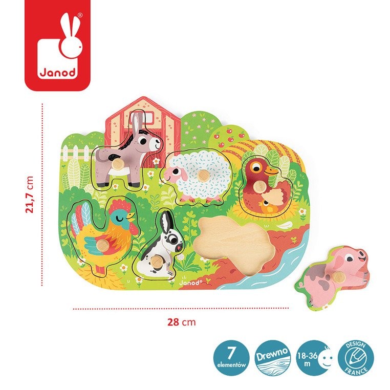 Janod, Puzzle drewniane Wesoła Farma
