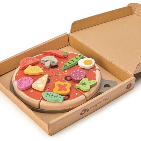 Tender Leaf Toys, Drewniana pizza z dodatkami na rzepy