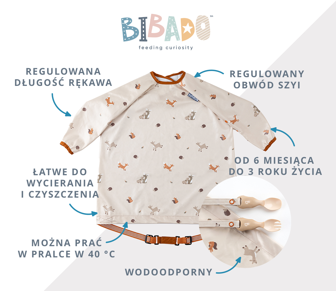 BIBaDO, Wodoodporny śliniak z długim rękawem BLW BIBaDO, Wodoodporny śliniak z długim rękawem BLW
