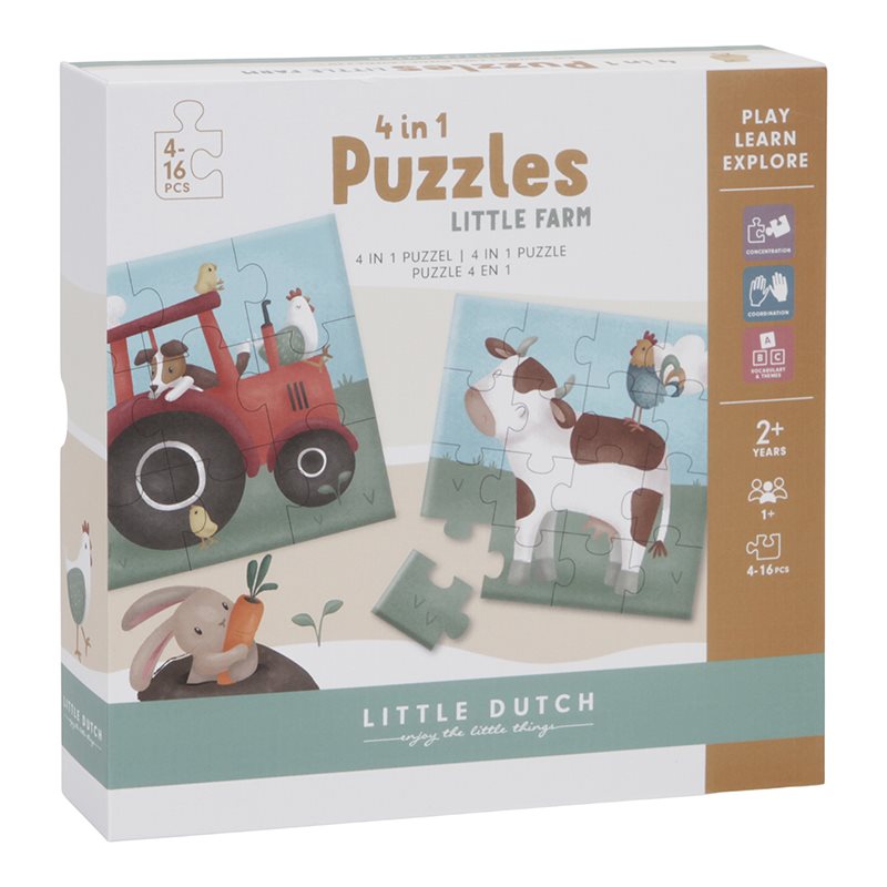 Little Dutch, Puzzle 4 elementy Little Farm Little Dutch, Puzzle 4 elementy Little Farm