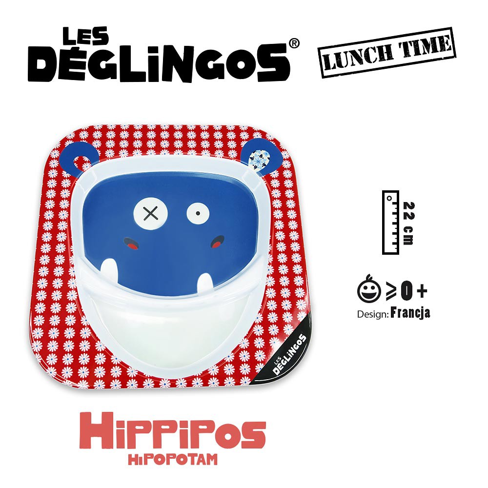 Les Deglingos, talerz z melaminy Hipopotam Hippipios
