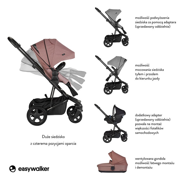 Easywalker, Harvey² Wózek głęboko-spacerowy Desert Pink (zawiera stelaż, siedzisko z budką i pałąkiem) Easywalker, Harvey² Wózek głęboko-spacerowy Desert Pink (zawiera stelaż, siedzisko z budką i pałąkiem)