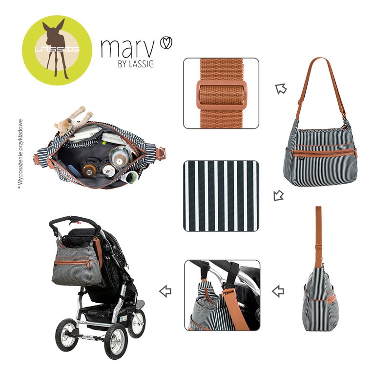 Lassig, Marv Torba z akcesoriami Urban bag Pinstripe anthracite Lassig, Marv Torba z akcesoriami Urban bag Pinstripe anthracite