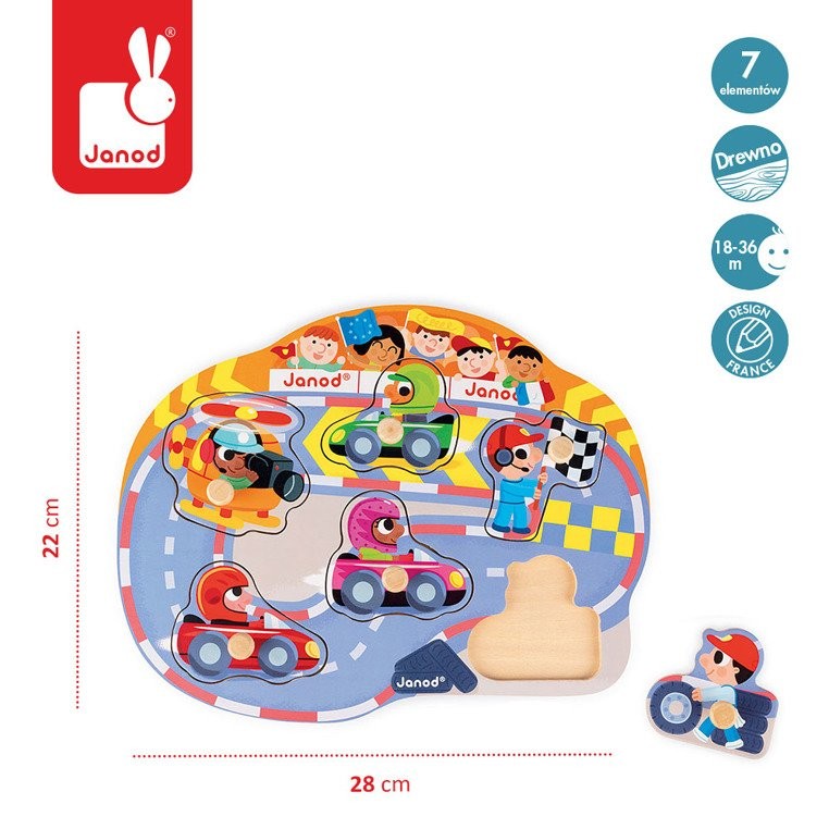 Janod, Puzzle drewniane Wesoły Wyścig