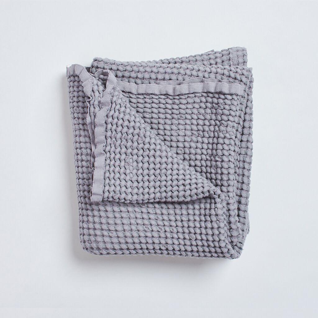 Bimbla, Wafelkowy kocyk lniany Bohem - szary