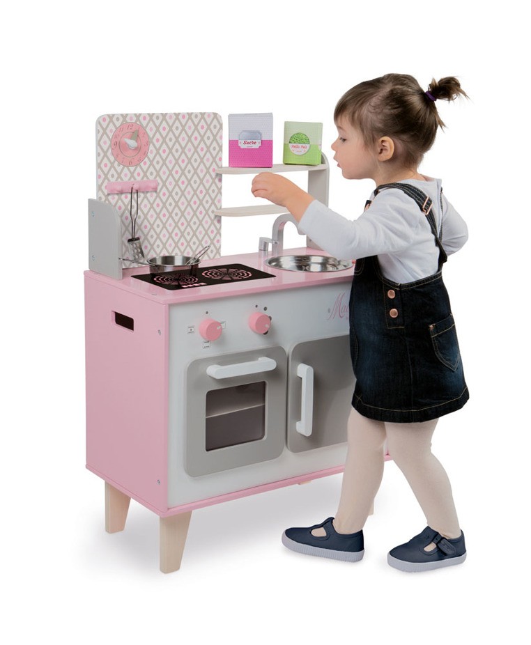 Janod, Kuchnia drewniana duża z akcesoriami Macaron Janod, Kuchnia drewniana duża z akcesoriami Macaron