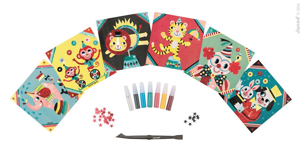 Janod, zestaw artystyczny Kreatywny Magiczny brokat Cyrk,