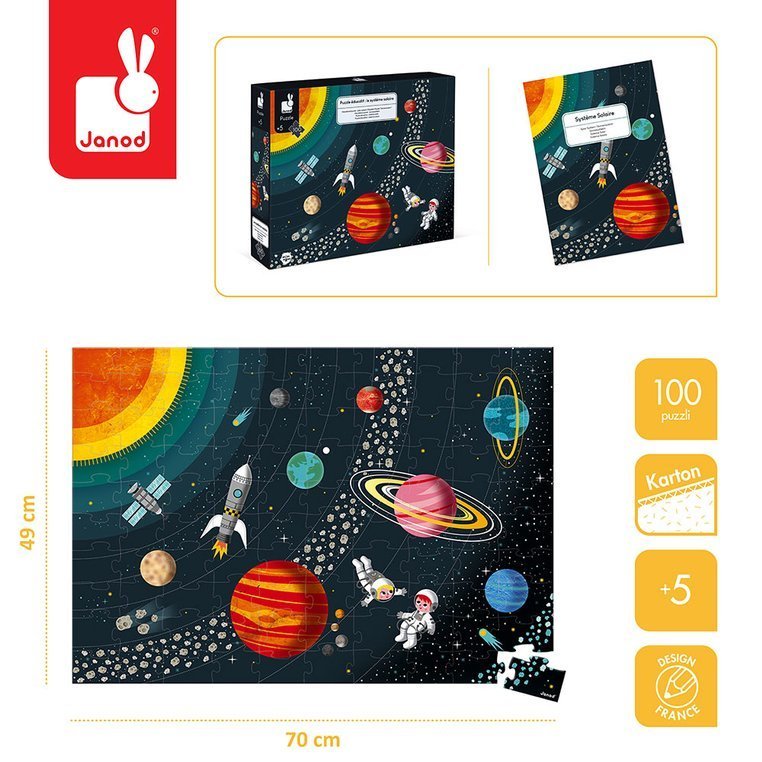Janod, Puzzle edukacyjne Układ słoneczny 100 elementów 5+ Janod, Puzzle edukacyjne Układ słoneczny 100 elementów 5+