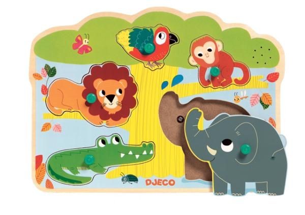 Djeco, puzzle drweniane zwierzątka w ZOO z dźwiękiem Djeco, puzzle drweniane zwierzątka w ZOO z dźwiękiem