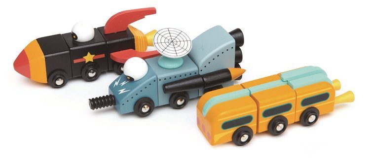 Tender Leaf Toys, Drewniane pojazdy kosmiczne, zabawka konstrukcyjna