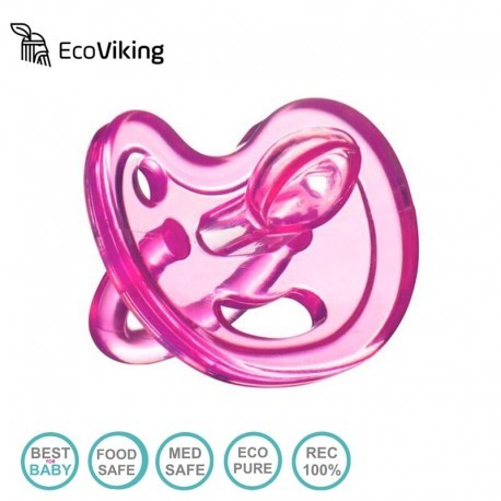 Eco Viking , Anatomiczny Smoczek Uspokajający SiliMed  Pink 0m+