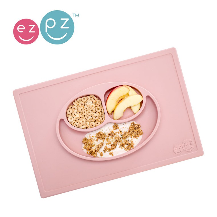 EZPZ, Silikonowy talerzyk z podkładką 2w1 Happy Mat pastelowy róż EZPZ, Silikonowy talerzyk z podkładką 2w1 Happy Mat pastelowy róż