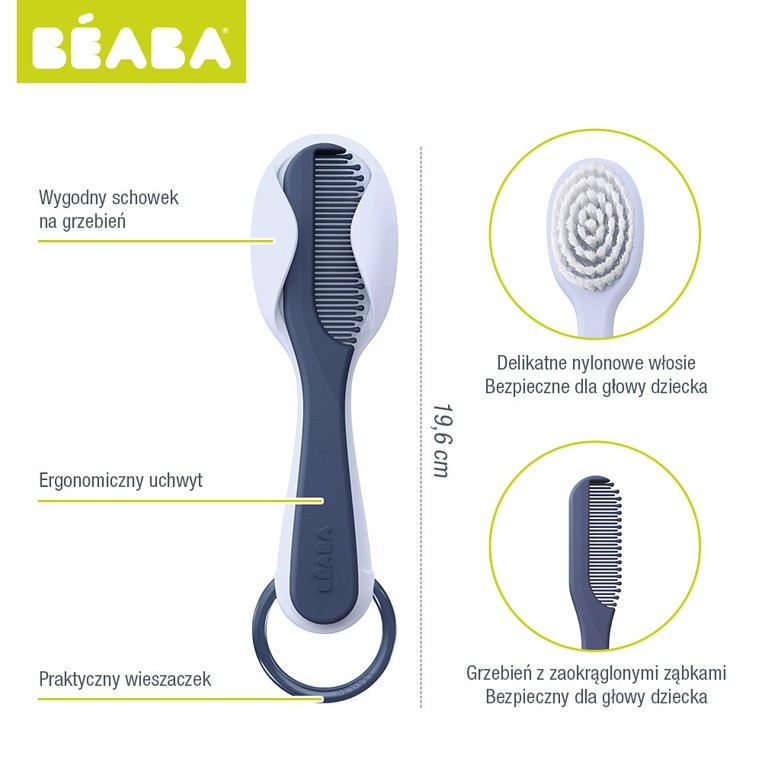 Beaba, szczoteczka do włosów i grzebień mineral Beaba, szczoteczka do włosów i grzebień mineral