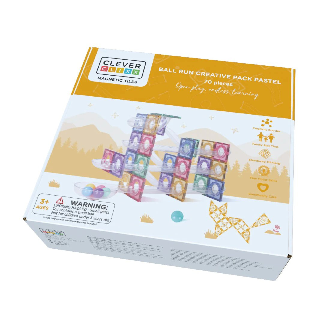 Cleverclixx, Klocki Magnetyczne Ball Run Creative Pack Pastel  70 El.