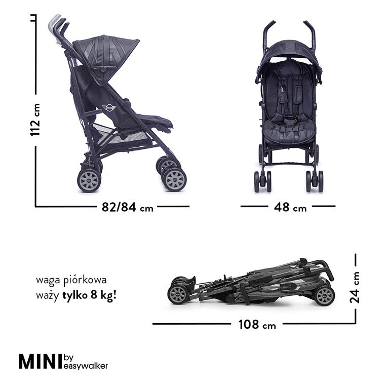 Easywalker, Wózek spacerowy z osłonką przeciwdeszczową XL Midnight Jack Easywalker, Wózek spacerowy z osłonką przeciwdeszczową XL Midnight Jack