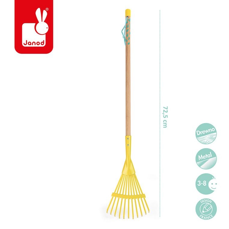 Janod, Mały ogrodnik Metalowe grabie do liści żółte kolekcja 2019 Janod, Mały ogrodnik Metalowe grabie do liści żółte kolekcja 2019