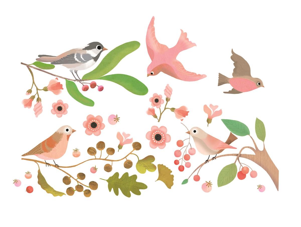 Djeco, Naklejki na okno Romantyczne Ptaki