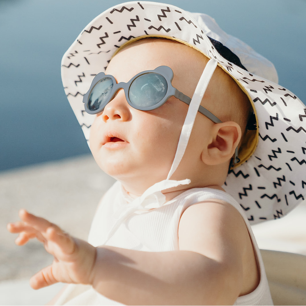 Ki ET LA, Okulary przeciwsłoneczne OURS'ON 1-2 lata Silver Blue