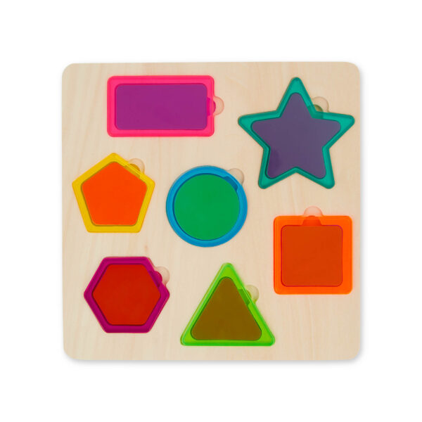 B.toys, Rainbow Stack ‘n’ Sort – drewniana układanka geometryczna do miksowania kolorów B.toys, Rainbow Stack ‘n’ Sort – drewniana układanka geometryczna do miksowania kolorów