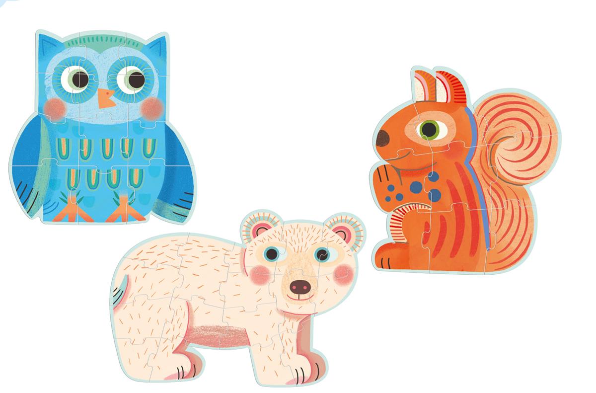 Djeco, Puzzle progresywne W LESIE 9/12/16 elementowe Djeco, Puzzle progresywne W LESIE 9/12/16 elementowe