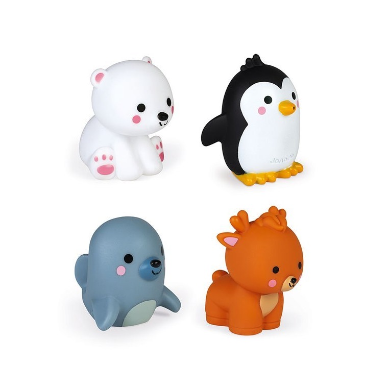 Janod, Zestaw do kąpieli 4 zwierzątka polarne 10 m+ Janod, Zestaw do kąpieli 4 zwierzątka polarne 10 m+