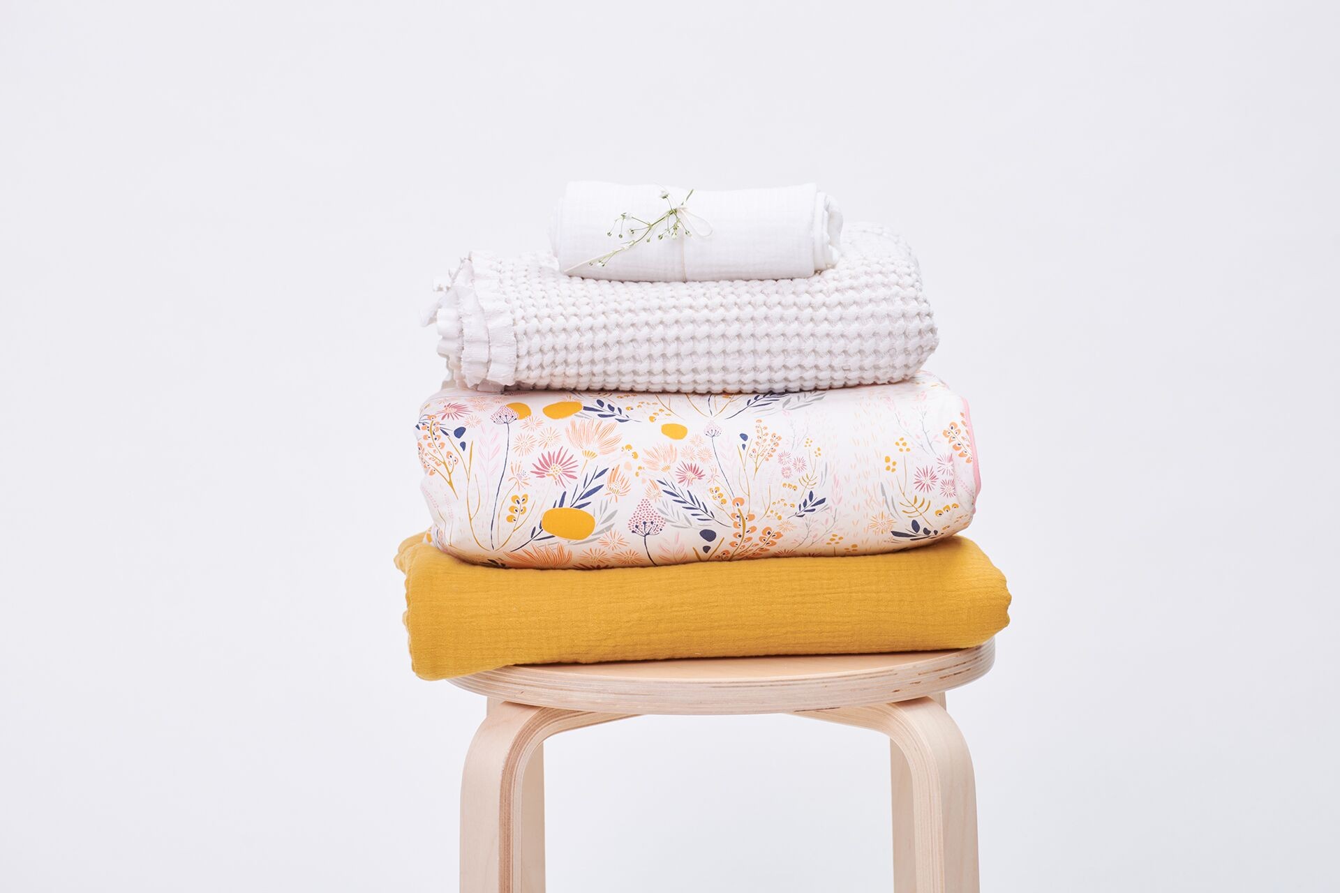 Bimbla, Wafelkowy kocyk lniany Bohem - ecru Bimbla, Wafelkowy kocyk lniany Bohem - ecru